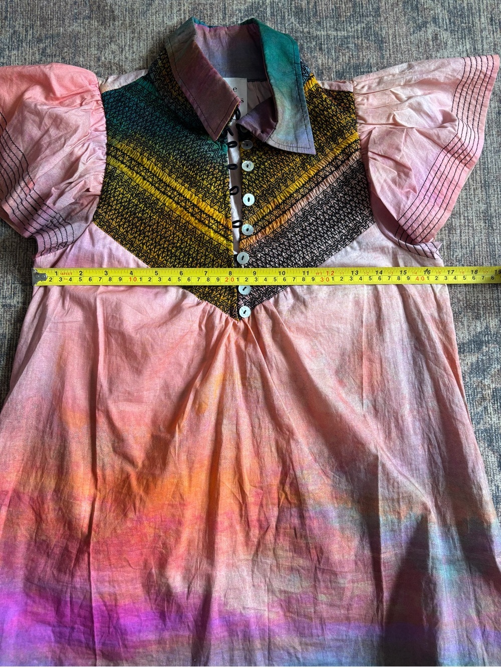 Hope for Flowers by Tracy Reese Pink Multi-Color Flutter Sleeve Cotton Top - Picture 5 of 7